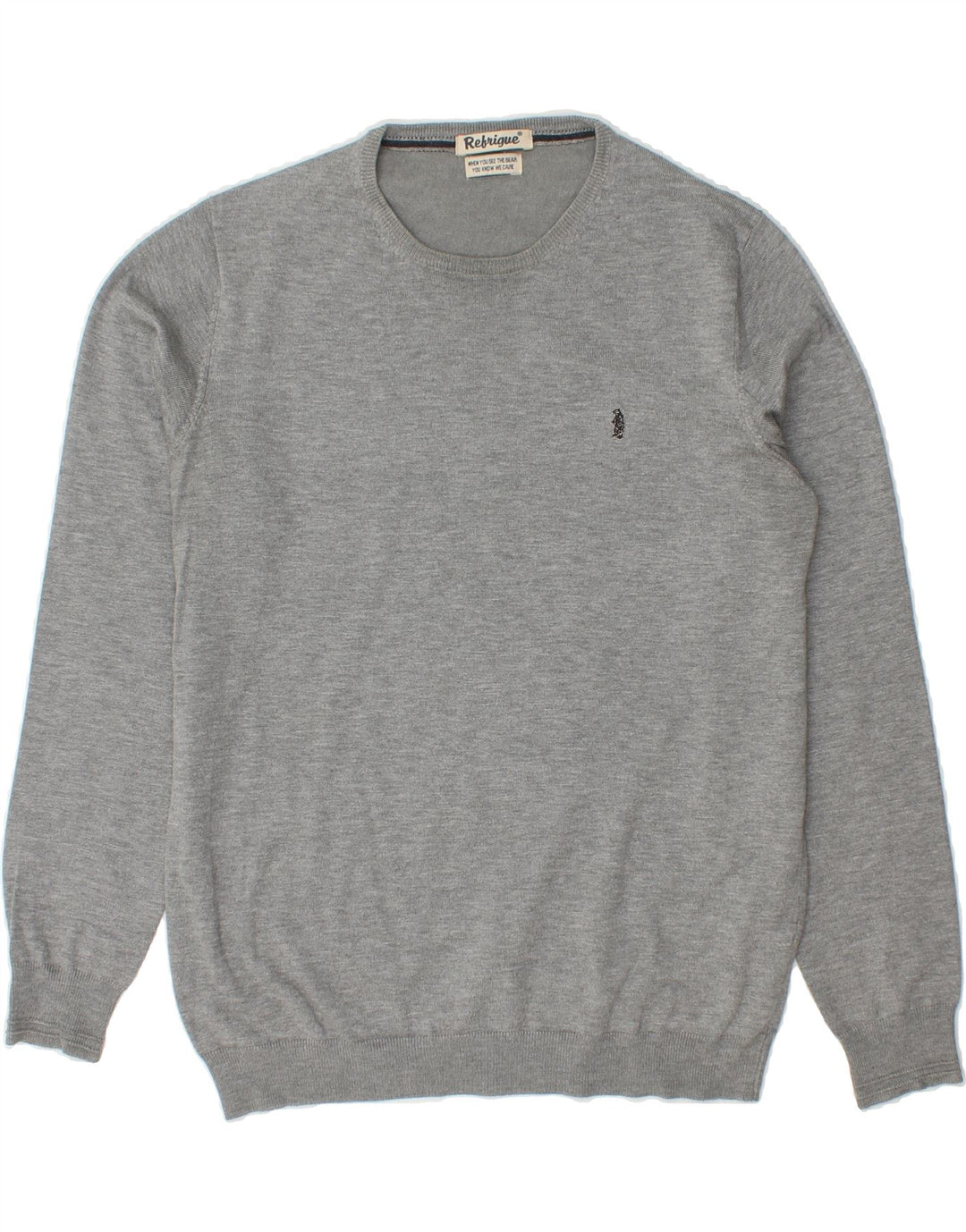 REFRIGUE Mens Crew Neck Jumper Sweater XL Grey Viscose Vintage Refrigue and Second-Hand Refrigue from Messina Hembry 