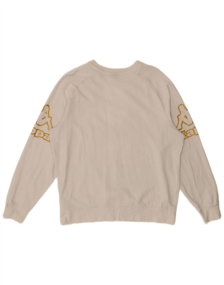 KAPPA Mens Graphic Sweatshirt Jumper Large Off White