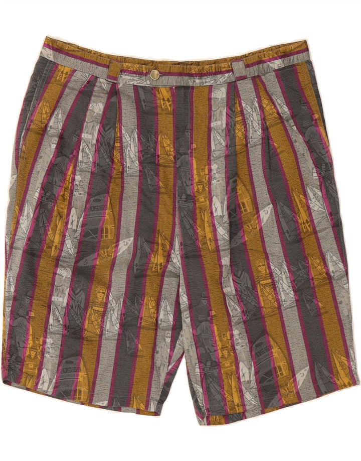 PARAH Mens Graphic Chino Shorts W36 Large Multicoloured Striped Cotton Vintage Parah and Second-Hand Parah from Messina Hembry 
