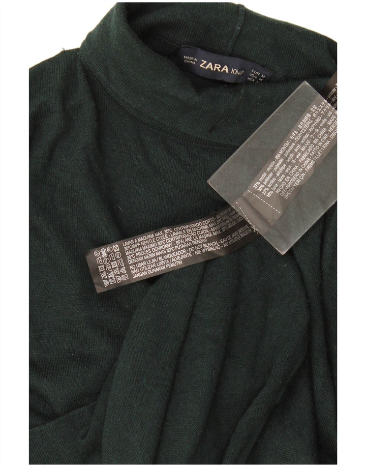 Женский джемпер Zara с высоким воротником, Великобритания 14, средний зеленый модал