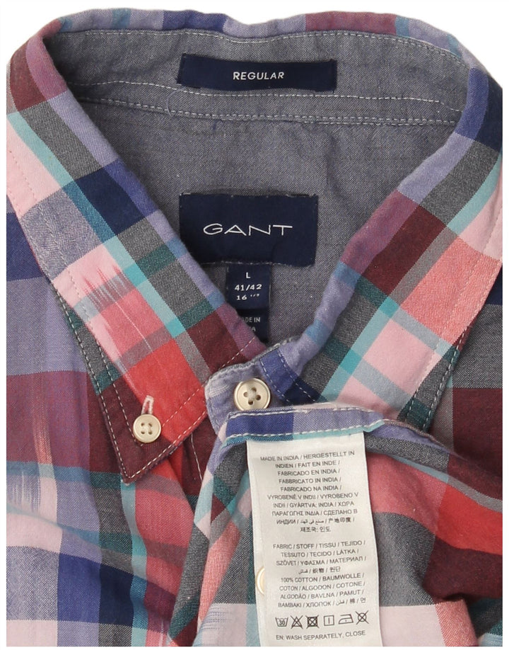 Мужская рубашка с коротким рукавом Gant, размер 16 1/2 41/42, большая разноцветная клетка