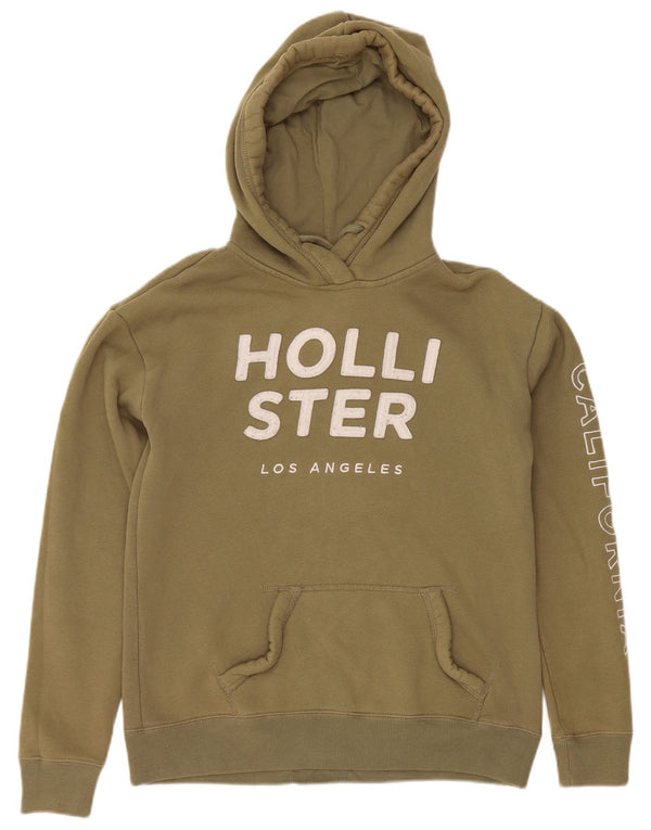 Женский джемпер с капюшоном Hollister оверсайз с рисунком UK 6 XS, хлопок цвета хаки