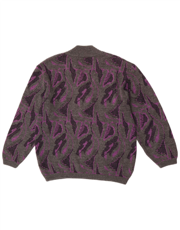 Женский джемпер Rasica с v-образным вырезом и абстрактным узором, Великобритания, 16, большой серый цвет