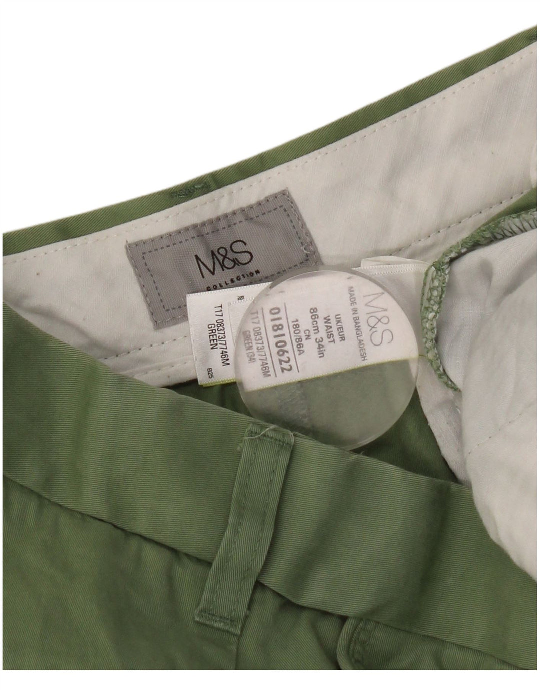 Женские шорты чинос Marks & Spencer W34, большие зеленые, хлопковые