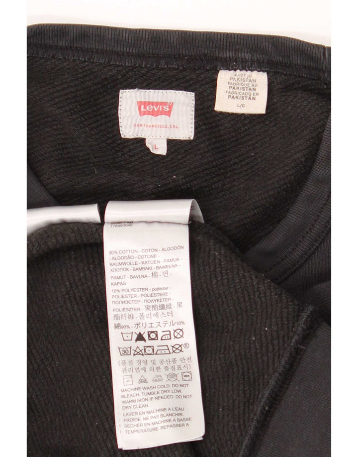 Мужской джемпер обычного кроя с рисунком Levi's, большой черный хлопковый джемпер