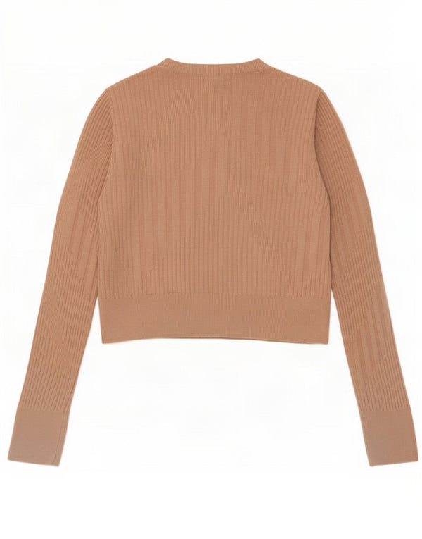 Женский укороченный джемпер с вырезом лодочкой Topshop UK 12, средний бежевый вискоза