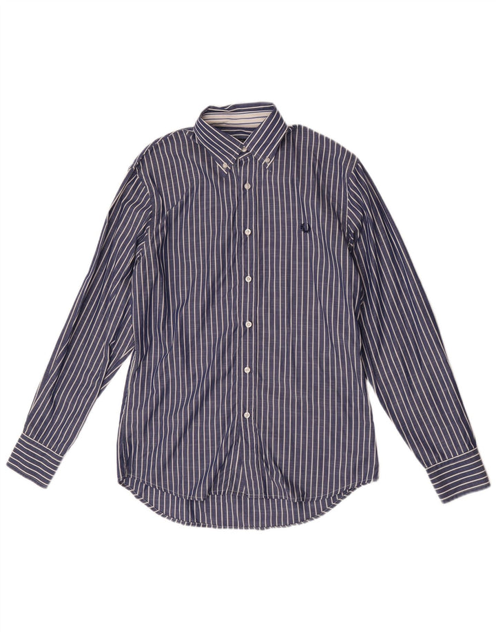 Мужская рубашка узкого кроя Fred Perry, хлопковая синяя полоска среднего размера