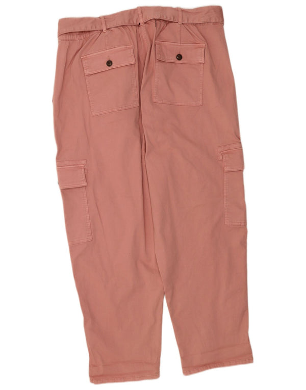 Женские брюки карго Marks & Spencer стандартного размера, Великобритания 22 3XL W42 L28, розовый хлопок