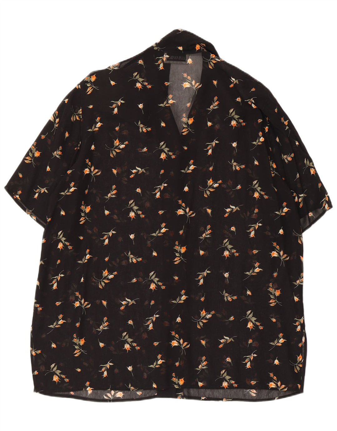 Женская прозрачная блузка-рубашка LUISA VIOLA UK 20 2XL, черная с цветочным принтом