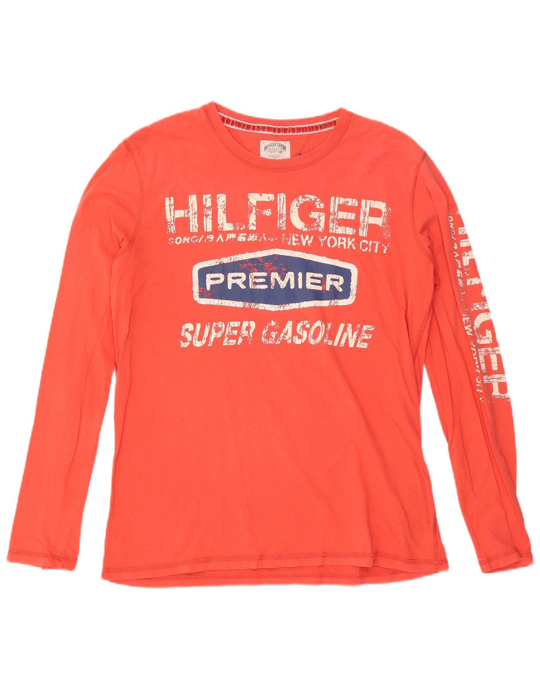 Мужской топ с рисунком Tommy Hilfiger, длинный рукав, красный хлопок, размер XL