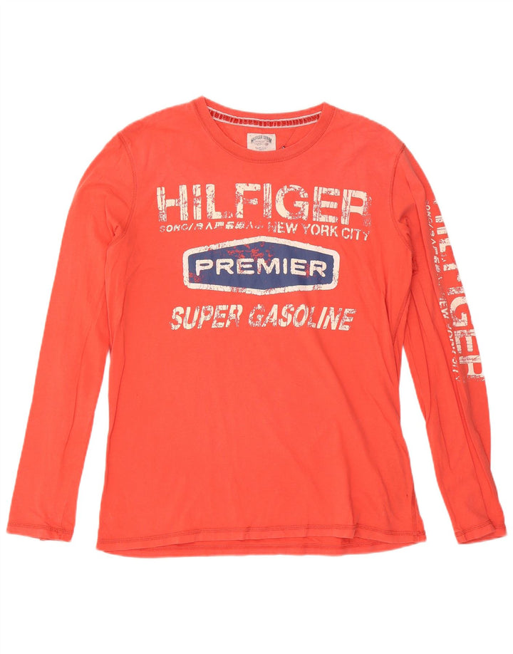 Мужской топ с рисунком Tommy Hilfiger, длинный рукав, красный хлопок, размер XL