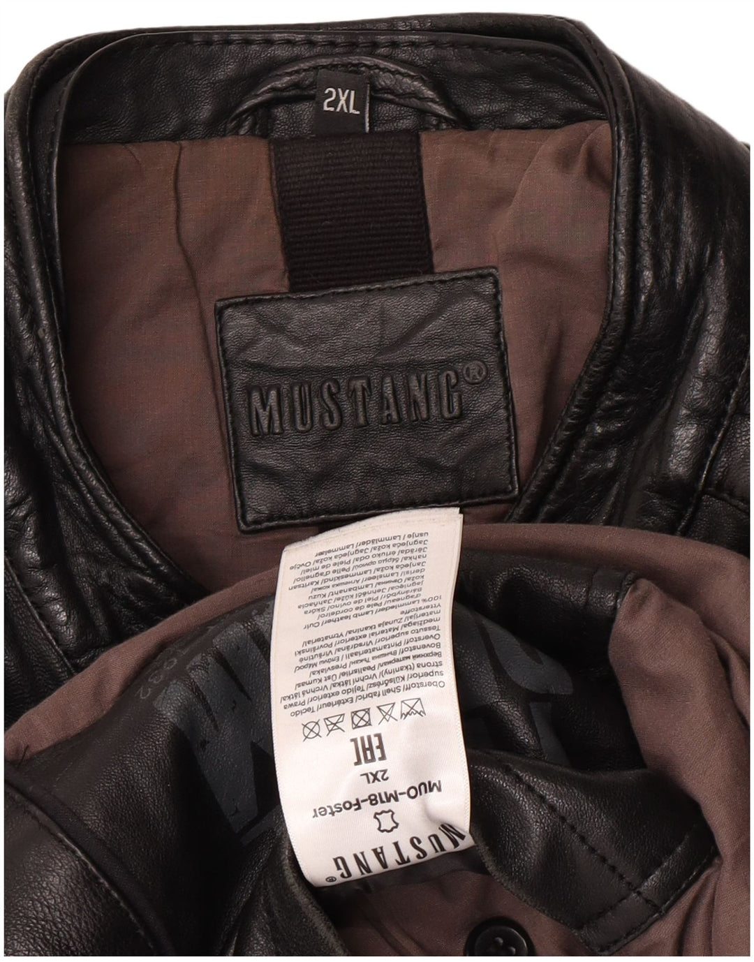 Мужская кожаная куртка-гонщик Mustang UK 44 2XL черная кожа