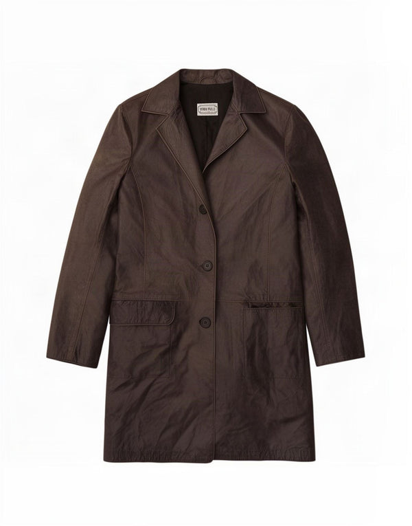 Винтажное женское кожаное пальто IT 42 Medium Black
