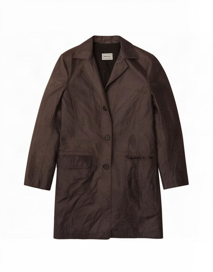 Винтажное женское кожаное пальто IT 42 Medium Black