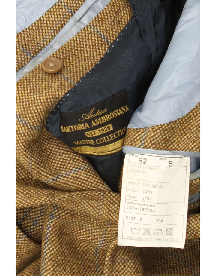 Винтажный мужской пиджак на 3 пуговицах IT 52 XL, шерстяной бежевый в клетку