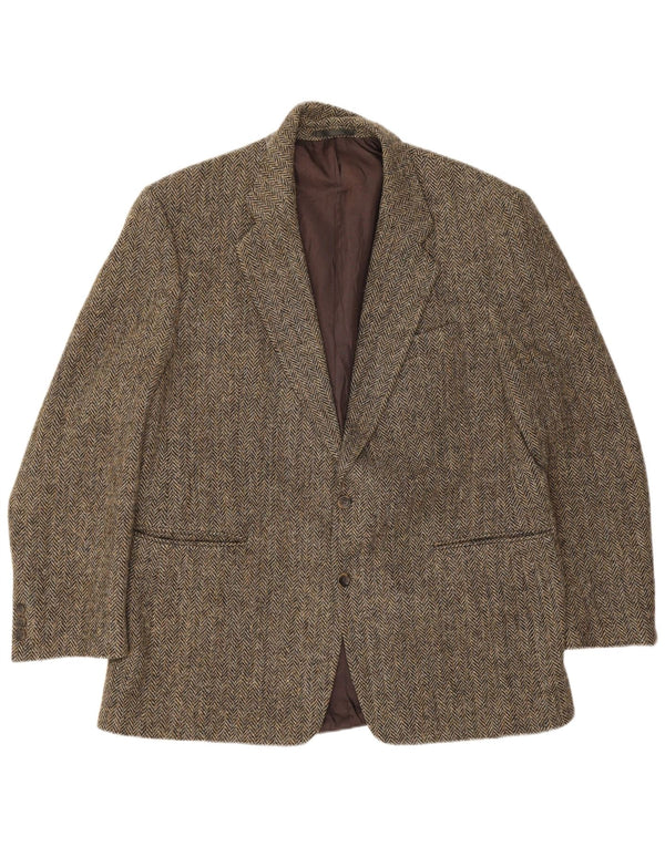 Benvenuto Mens Harris Tweed Blazer Jacket IT 56 3XL Green Herringbone