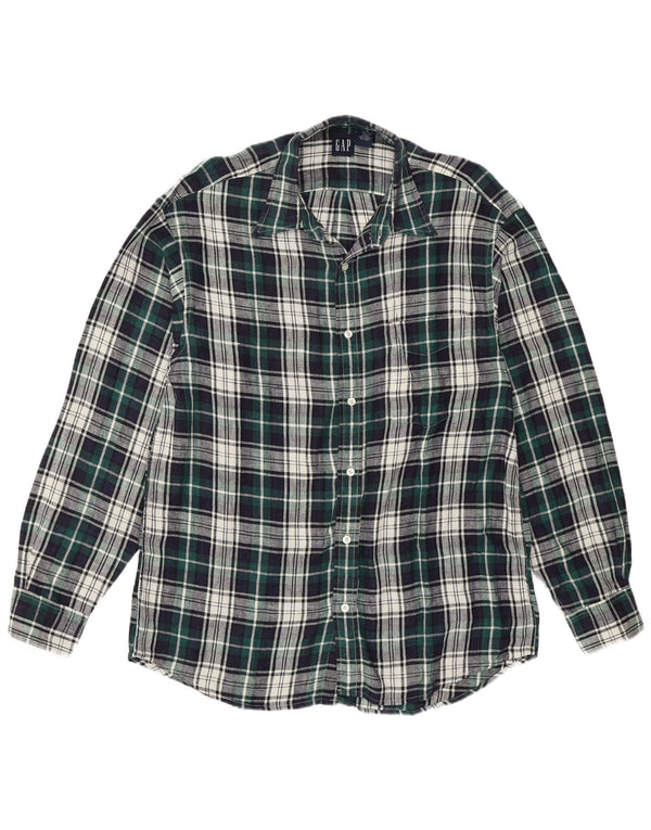 Мужская рубашка GAP, льняная клетка среднего зеленого цвета