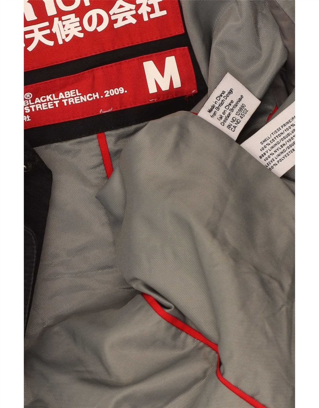 Мужской тренч Superdry UK 38, средний черный, хлопок