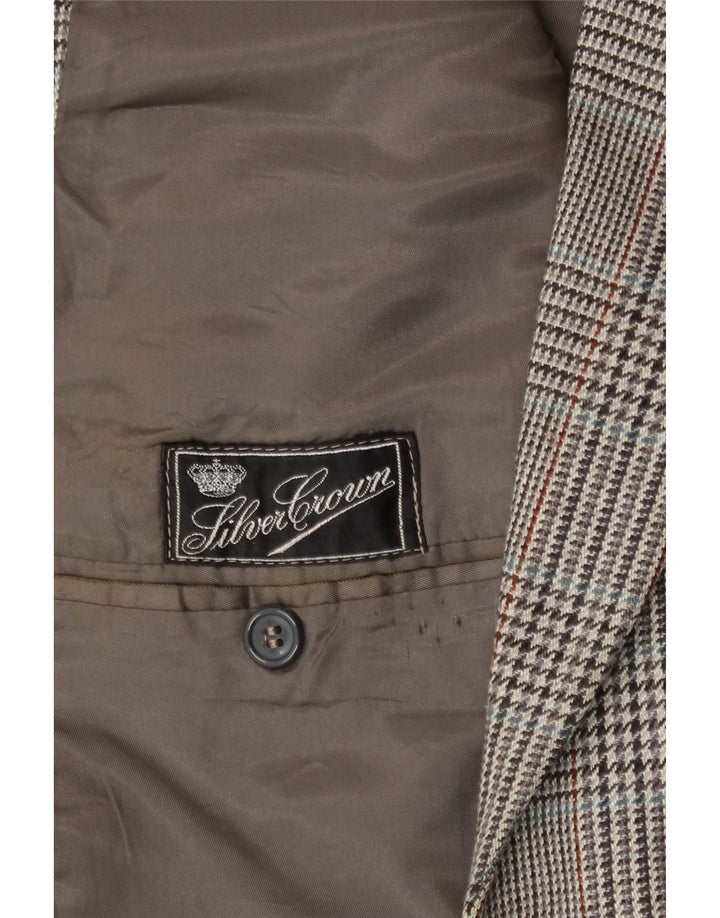 Винтажный мужской пиджак на 2 пуговицах, Великобритания 38, средний серый с узором «гусиные лапки»