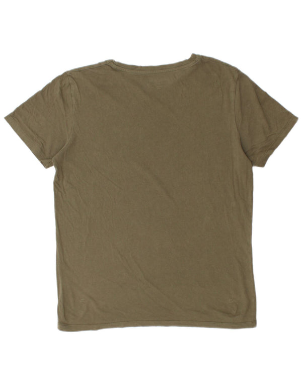 Jack & Jones Mens T-Shirt Top Large Khaki Cotton