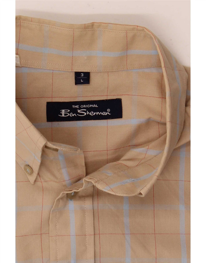 Мужская рубашка с коротким рукавом Ben Sherman, большая бежевая клетка