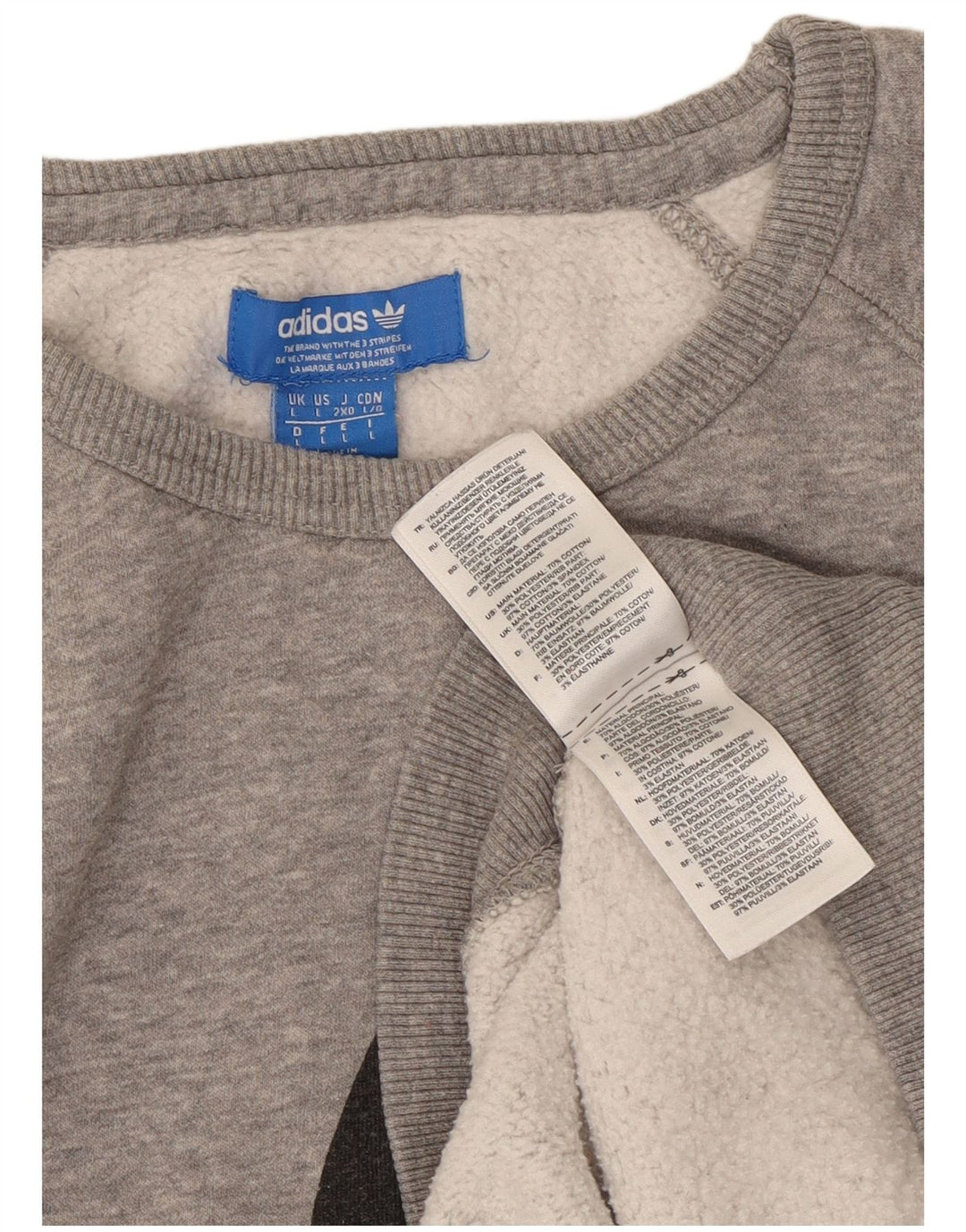 Мужской свитшот с рисунком ADIDAS, большой серый хлопковый джемпер в крапинку