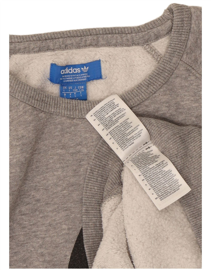 Мужской свитшот с рисунком ADIDAS, большой серый хлопковый джемпер в крапинку