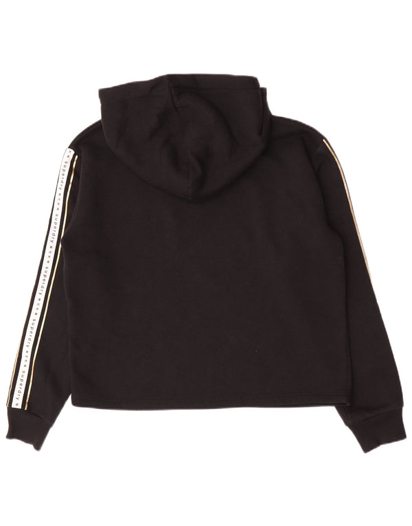 Женский джемпер с капюшоном Superdry UK 14, большой черный, хлопок с цветными блоками