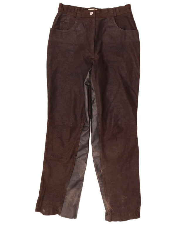 HELLINE Женские брюки с высокой талией UK 14 Medium W28 L31 Коричневые цветные блоки