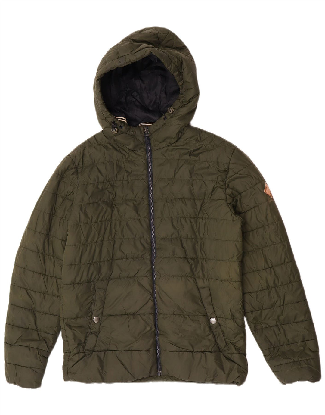 Мужская стеганая куртка Jack & Jones с капюшоном UK 36, маленький нейлон цвета хаки