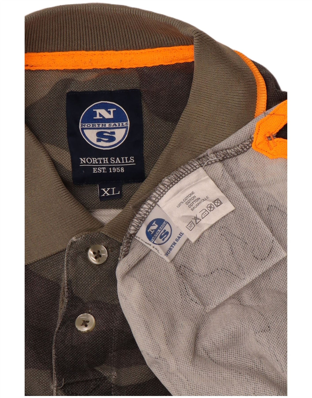 Мужская рубашка-поло North Sails XL, серая, камуфляжная, хлопок