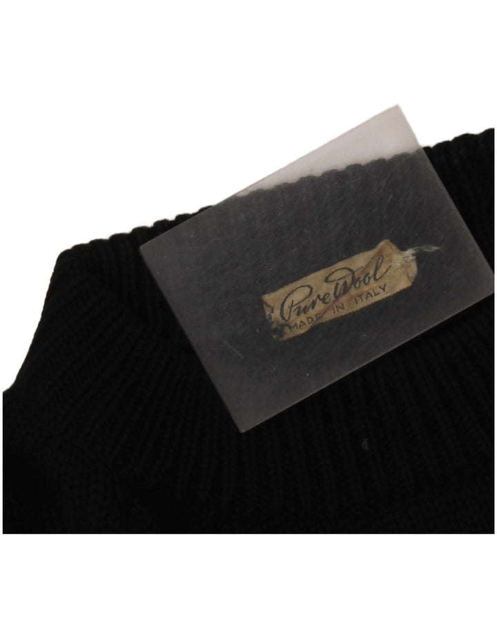 Винтажный мужской джемпер с высоким воротом, средний черный свитер Fair Isle Christmas