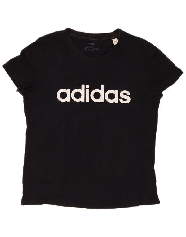 Женская футболка с рисунком Adidas Top UK 16/18, большой черный хлопок
