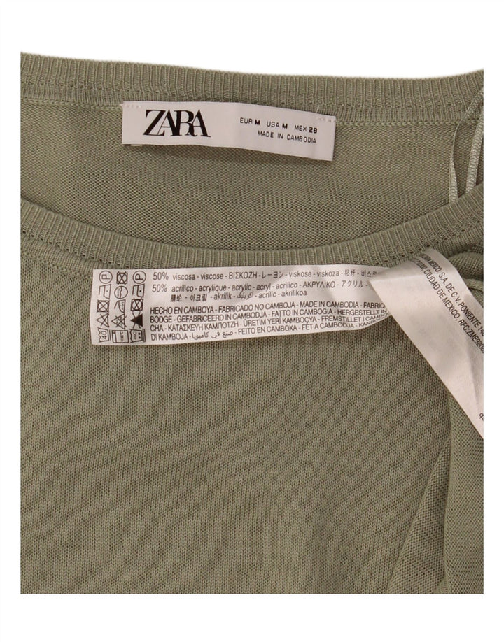 Женская блузка свободного кроя Zara UK 14, средний хаки, вискоза