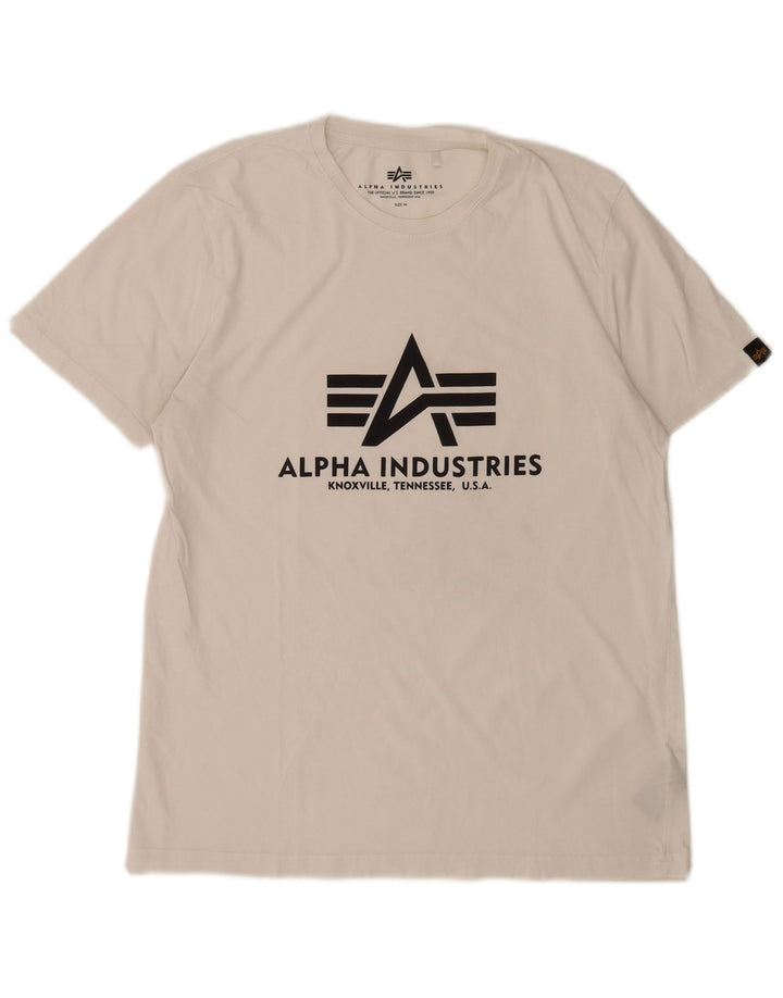 Мужская футболка с рисунком Alpha Industries, средний белый хлопок, белый цвет