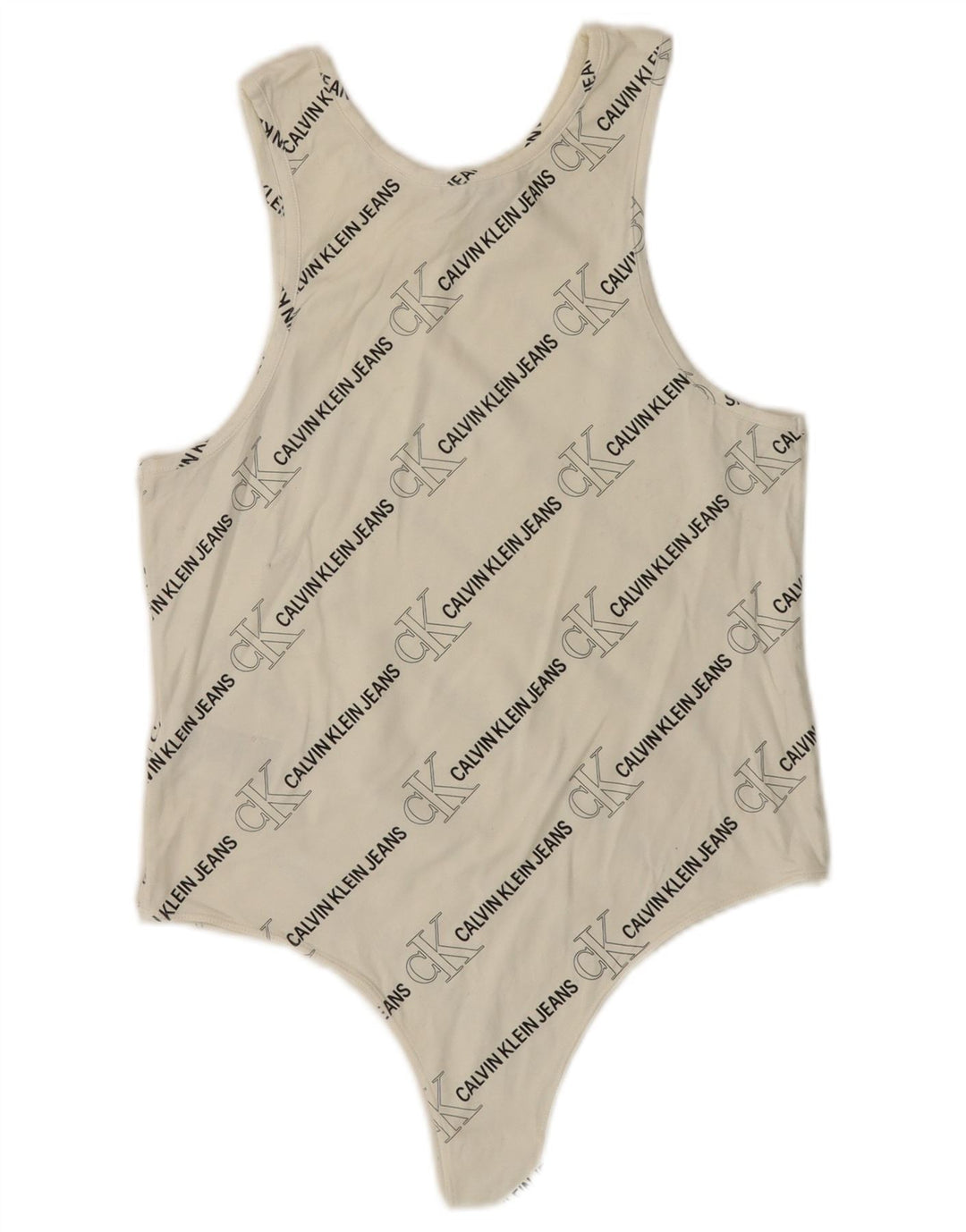 CALVIN KLEIN JEANS Женское боди без рукавов с рисунком UK 14, большой белый