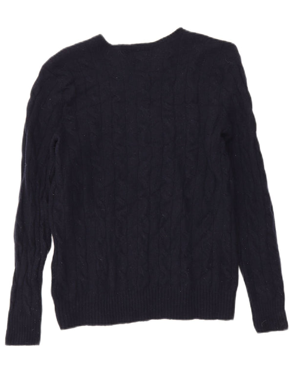 Женский джемпер с круглым вырезом Polo Ralph Lauren, размер 8, малый, темно-синий, шерсть, Великобритания