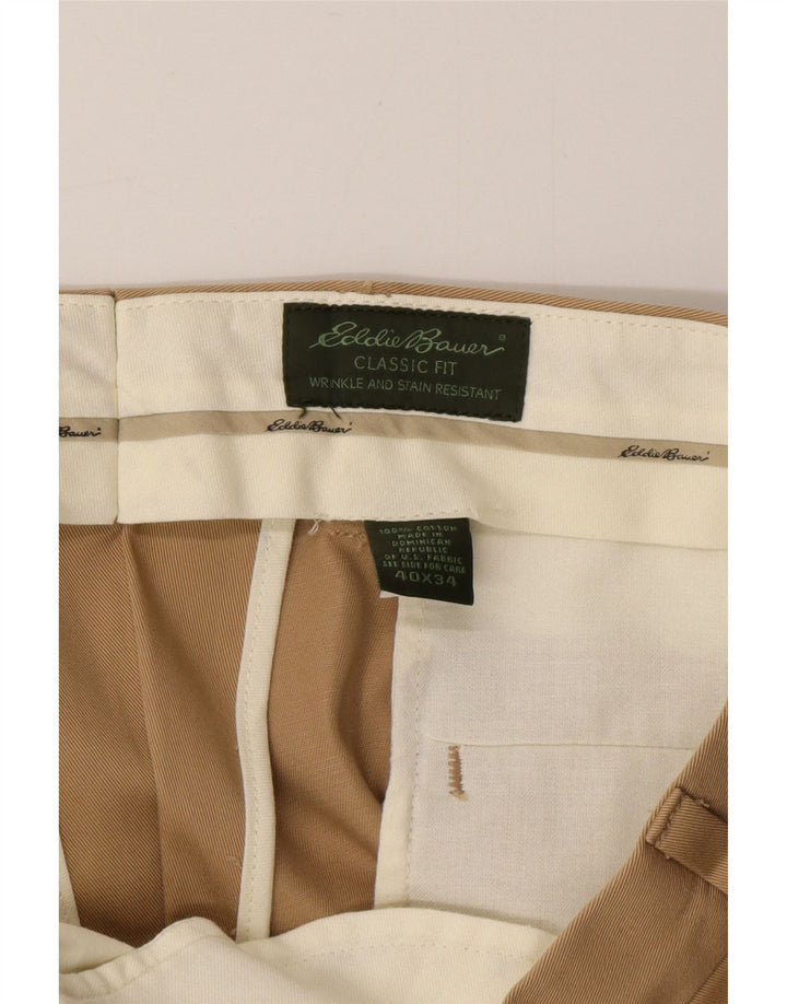 EDDIE BAUER Мужские брюки-чинос классического кроя с ремешком W40 L34 Бежевый хлопок