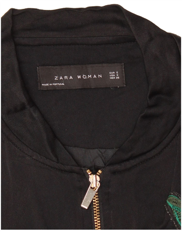 Женский спортивный костюм Zara с графическим рисунком, верхняя куртка UK 10, маленький черный с цветочным принтом