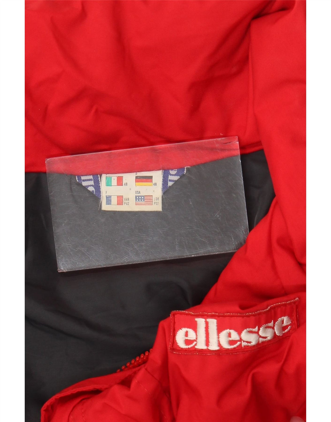 Мужская ветровка Ellesse с капюшоном IT 48, средний красный, нейлон с цветными блоками