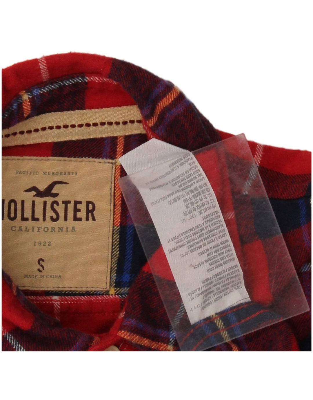 HOLLISTER Mens Flannel Shirt Small Red Check Cotton
