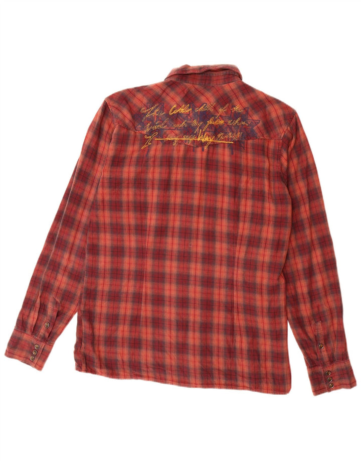 LEE Mens Graphic Flannel Shirt Large Red Check Cotton