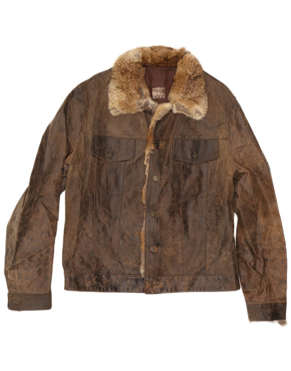 Мужская кожаная куртка MAYS UK 40, большая коричневая кожа