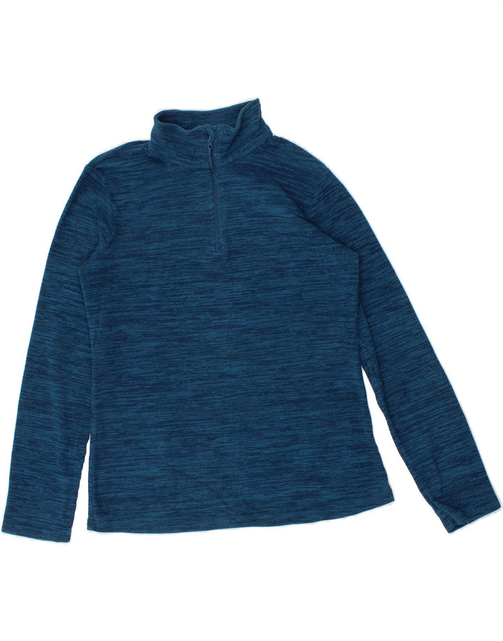 MOUNTAIN WAREHOUSE Womens Zip Neck Fleece Jumper UK 12 Medium Blue Flecked Vintage Mountain Warehouse and Second-Hand Mountain Warehouse from Messina Hembry 
