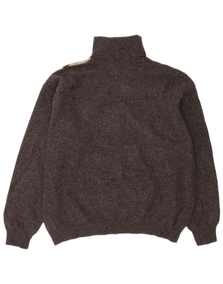 Мужской джемпер с высоким воротником Benetton IT 52, большой серый цвет Argyle/Diamond Wool