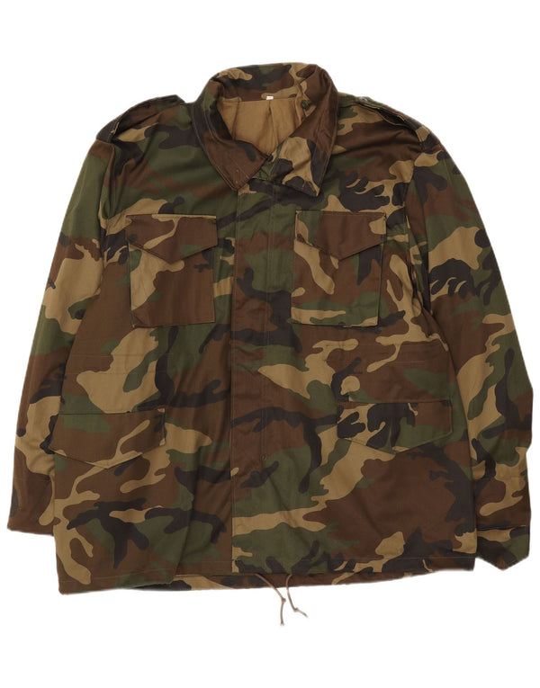 VINTAGE Mens Military Jacket IT 52 XL Khaki Camouflage