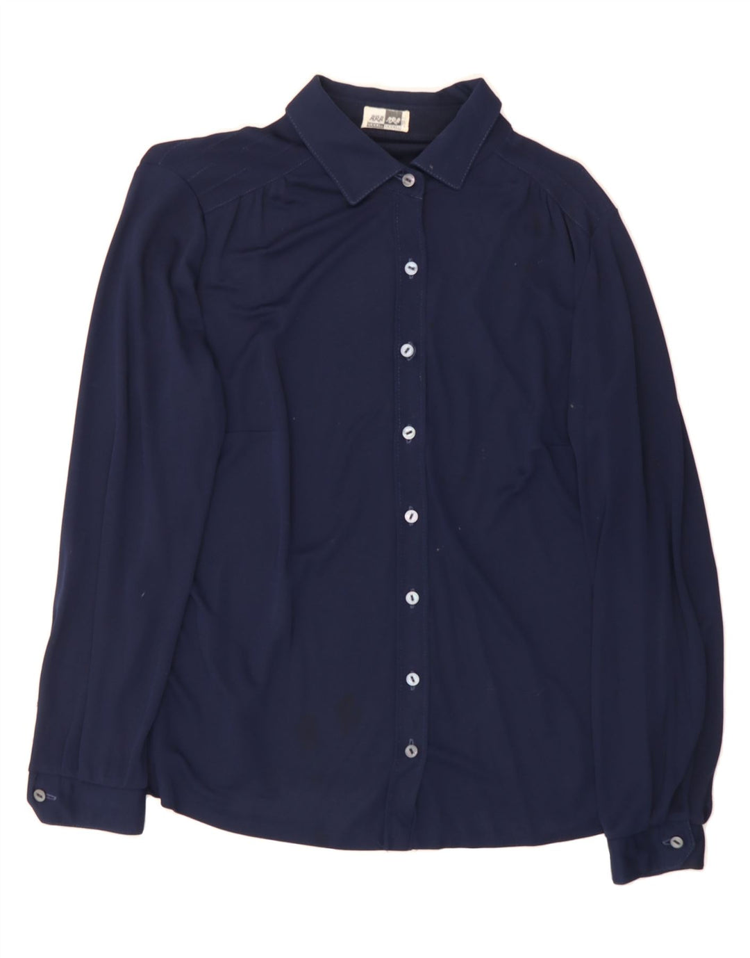 ARA Womens Shirt UK 16 Large Navy Blue Viscose Vintage ARA and Second-Hand ARA from Messina Hembry 