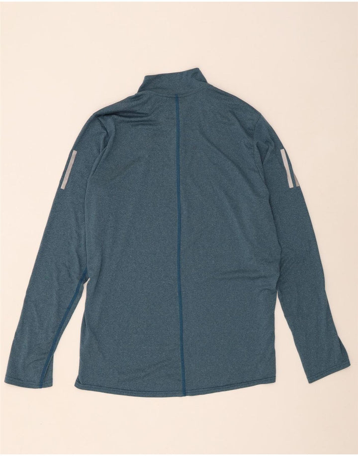 Мужской топ Adidas Climalite с воротником на молнии и длинными рукавами, большой синий полиэстер