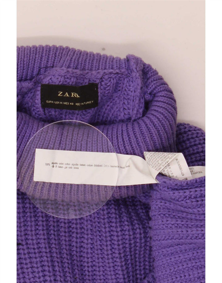 Мужской джемпер с высоким воротником Zara, хлопковый свитер среднего фиолетового цвета