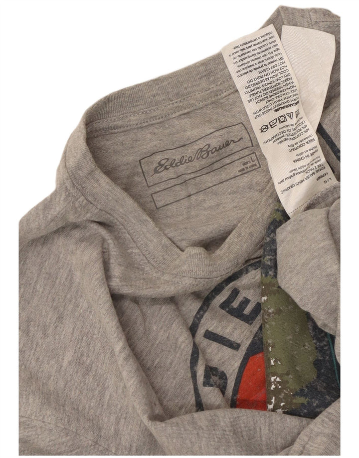 Мужская футболка с рисунком Eddie Bauer, большой серый хлопок с крапинками